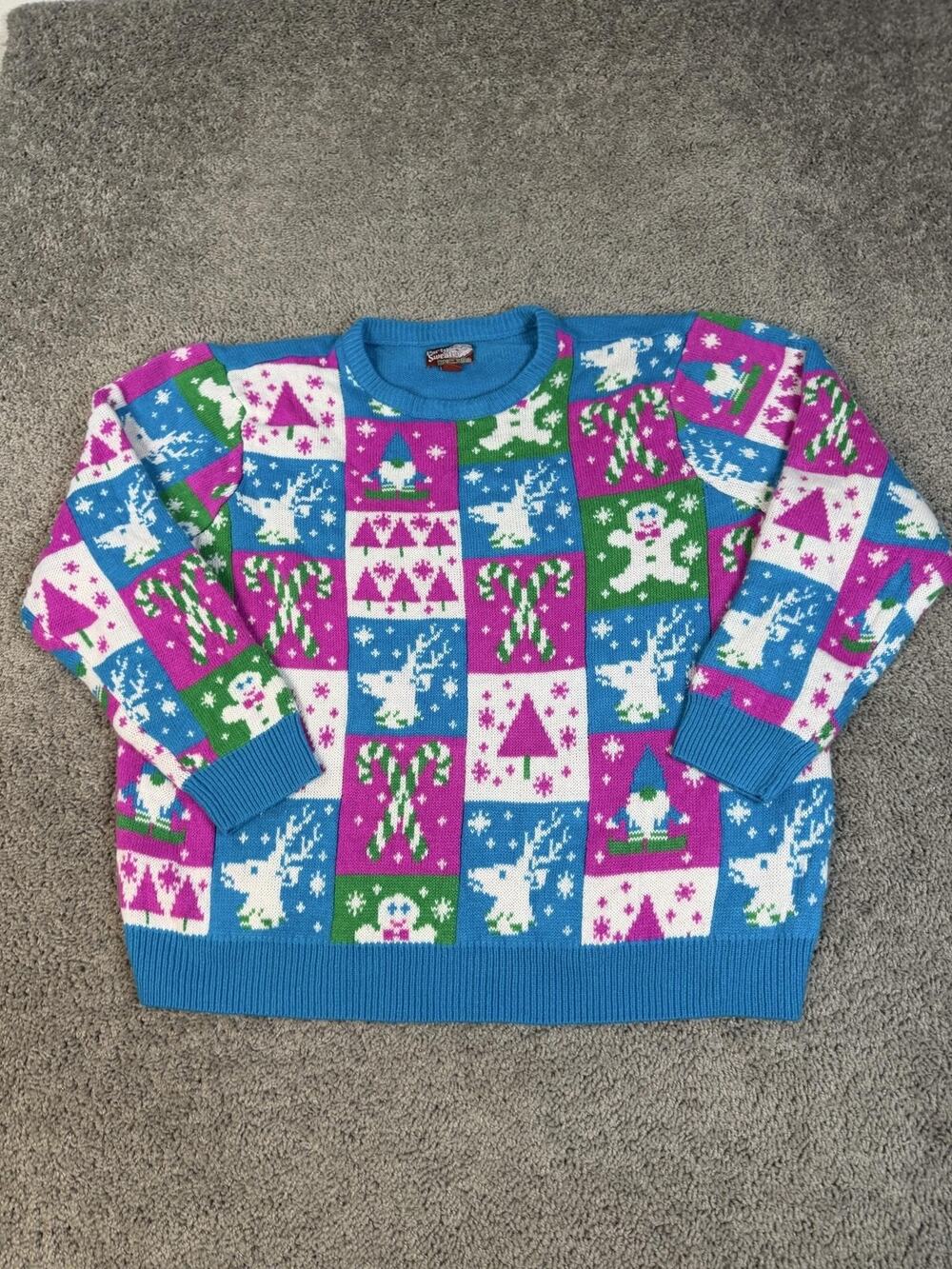 Ugly Christmas Sweater Womens 2XL Multicolor Fair Isle Pullover Party Sweater